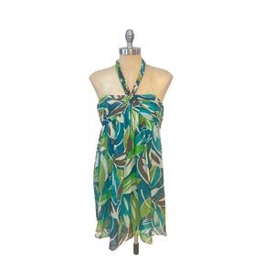 Milly New York Blue Green Retro Halter Dress size 2